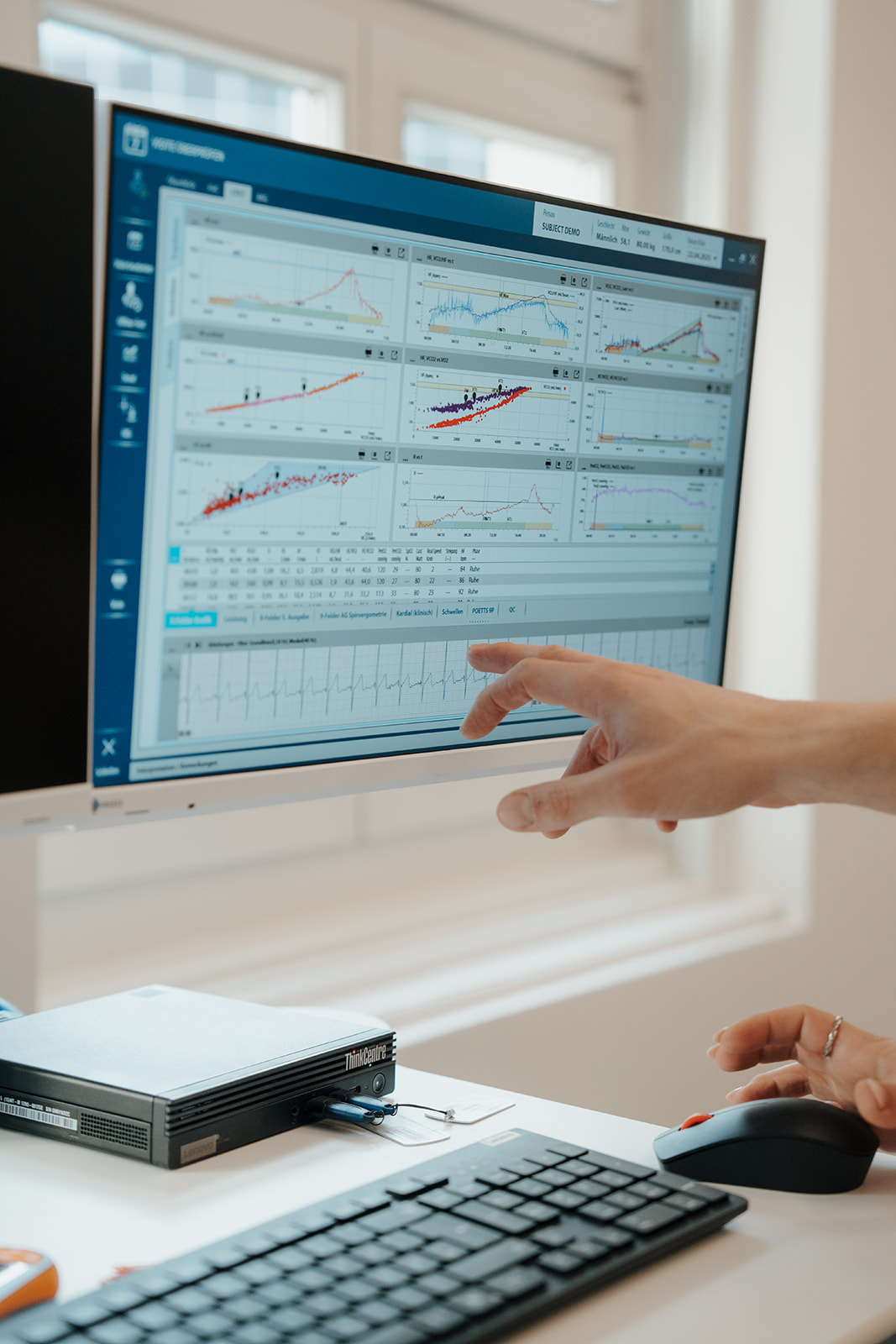Auswertung der Spiroergometrie-Daten am Monitor